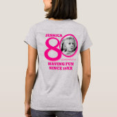 80th Birthday doubled sided photo name pink text T-Shirt (Rückseite)