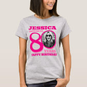 80th Birthday doubled sided photo name pink text T-Shirt (Vorderseite)