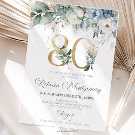 80th birthday Elegant Milestone invitation RSVP Karte