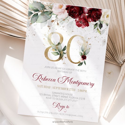 80th birthday Elegant Milestone invitation RSVP Karte