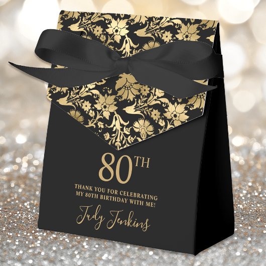 80th Birthday Gold Floral Thank You Geschenkschachtel
