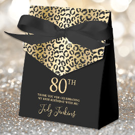 80th Birthday Gold Leopard Print Thank You  Geschenkschachtel