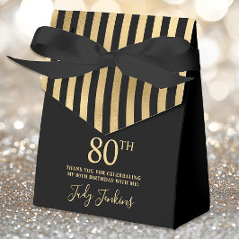 80th Birthday Gold Striped Thank You  Geschenkschachtel