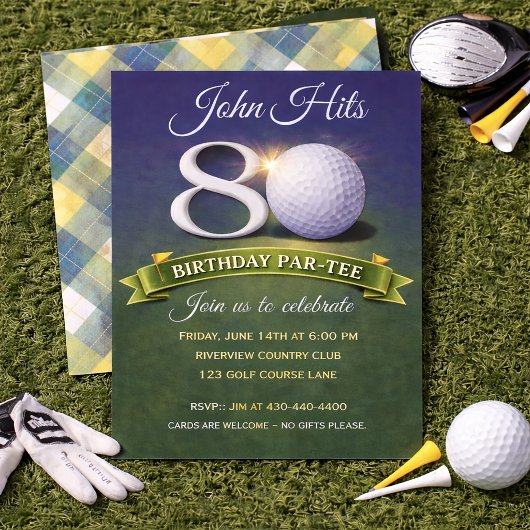 80th Birthday Golf Theme  Einladung