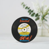 80th Birthday Invite Retro Vinyl Record 45 RPM Einladung (Stehend Vorderseite)