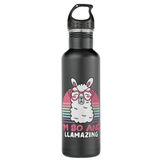 80th Birthday Llamazing Llama 80 Year Old Birthday Edelstahlflasche (Vorderseite)