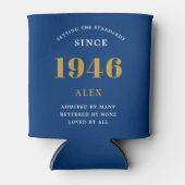 80th Birthday Name 1946 Blue Gold Elegant Chic Dosenkühler (Vorderseite)