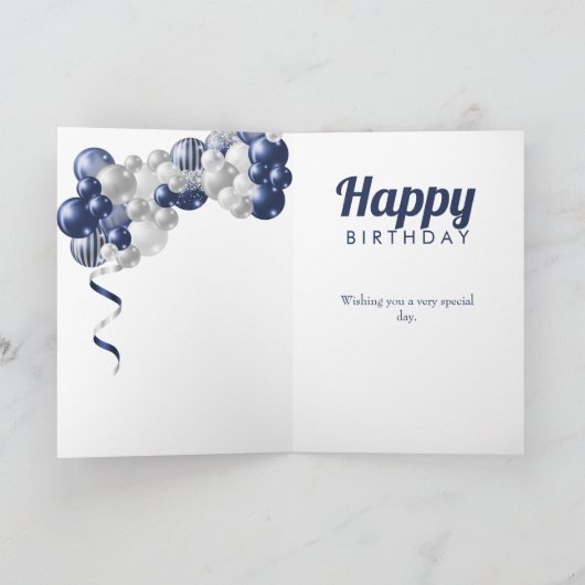 80th Birthday Navy Balloons Karte (Innenseite)