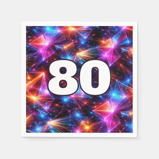 80th Birthday Neon Polygon Abstract  Serviette (Vorderseite)