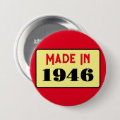80th Birthday party born 1946 80 pin Button (Vorne & Hinten)
