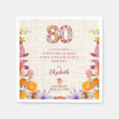 80th Birthday Party - Elegant Floral Number 80 Serviette (Vorderseite)