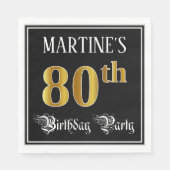 80th Birthday Party — Fancy Script, Faux Gold Look Serviette (Vorderseite)