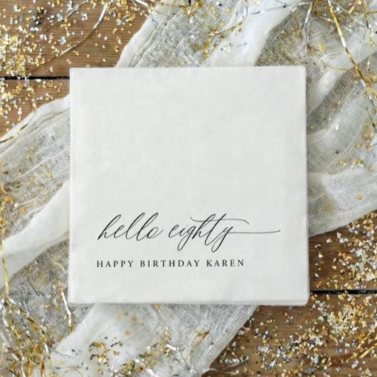 80th Birthday Party Hello 80 Modern Milestone Serviette