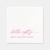 80th Birthday Party Pink Hello 80 Modern Elegant Serviette (Vorderseite)