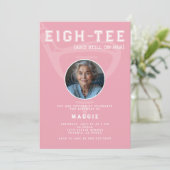 80th Birthday Party Women's Golf Photo Pink Einladung (Stehend Vorderseite)