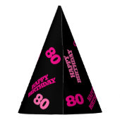 80th birthday personalized photo pink black partyhütchen (Rückseite)