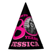 80th birthday personalized photo pink black partyhütchen (Vorderseite)