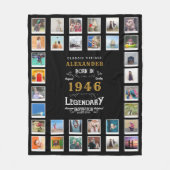 80th Birthday Photo Collage Father Grandfather Fleecedecke (Vorderseite)