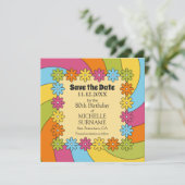 80th Birthday Retro 60s Music Groovy Party Save The Date (Stehend Vorderseite)