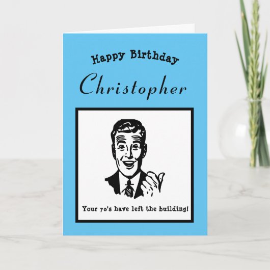 80th Birthday Retro Cartoon Funny Personalized Karte (Vorderseite)