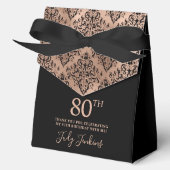 80th Birthday Rose Gold Damask Thank You Geschenkschachtel (Vorderseite)