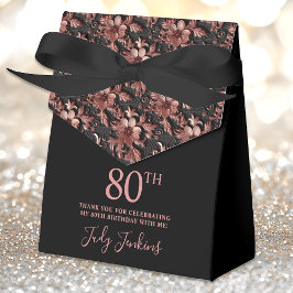 80th Birthday Rose Gold Floral Thank You Geschenkschachtel