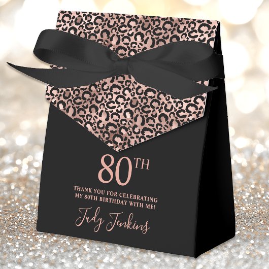 80th Birthday Rose Gold Leopard Print Thank You Geschenkschachtel