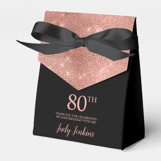 80th Birthday Rose Gold Thank You Favor Box Geschenkschachtel (Vorderseite)