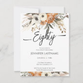 80th Birthday Rustic Floral Fall Einladung (Vorderseite)