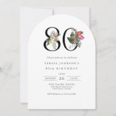 80th Birthday Simple Elegant Tropical Invitation Einladung (Vorderseite)