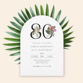 80th Birthday Simple Elegant Tropical Invitation Einladung