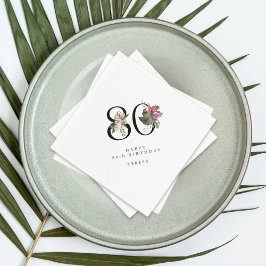 80th Birthday Simple Elegant Tropical Invitation Serviette