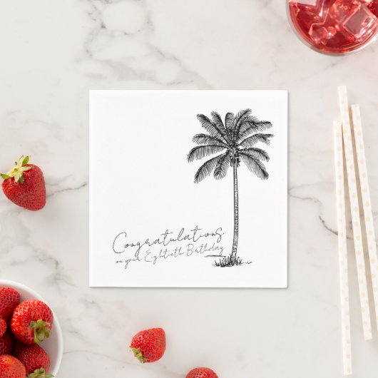 80th Birthday Tropical Palm Tree Congratulations Serviette (Beispiel)