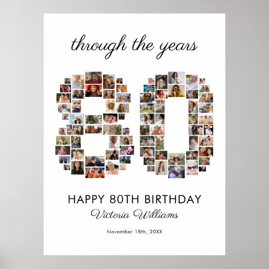 80th Happy Birthday Photo Collage Poster (Vorne)