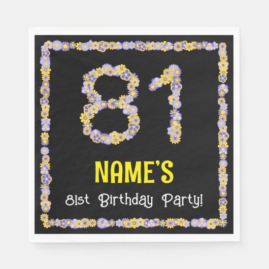 81. Geburtstag: Blumennummer, Individuelle Name, B Serviette (Vorderseite)