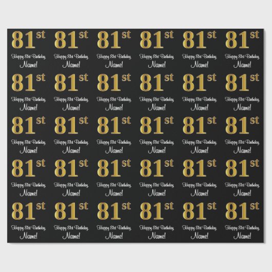 81. Geburtstag: Elegante Luxuriöse Imitate Gold Lo Geschenkpapier (Flach)