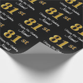 81. Geburtstag: Elegante Luxuriöse Imitate Gold Lo Geschenkpapier (Ecke)