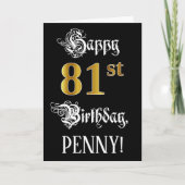 81. Geburtstag — Extravagantes Skript; Imitate Gol Karte (Vorderseite)
