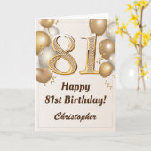 81. Geburtstag Gold Ballons und Confetti Geburtsta Karte (Gelbe Blume)