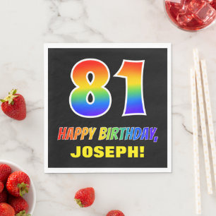 81. Geburtstag: kühl, Spaß, einfach, Regenbogen  Serviette