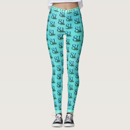 81. Geburtstag oder Jubiläum Pfauenmuster Leggings (Vorderseite)
