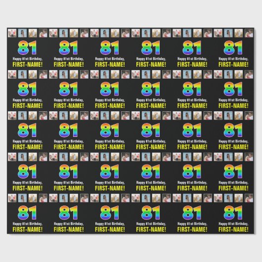 81. Geburtstag: Regenbogen "81"; benutzerdefiniert Geschenkpapier (Flach)