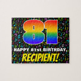 81. Geburtstag — Spaß, farbenfrohe Musiksymbole &  Puzzle