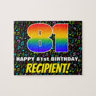 81. Geburtstag — Spaß, farbenfrohe Musiksymbole &  Puzzle
