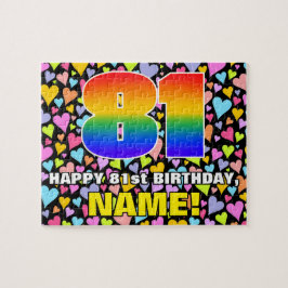 81. Geburtstag — Spaß, Liebende Herzformen + "81" Puzzle