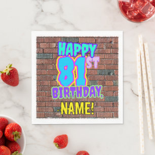 81. Geburtstag ~ Spaß, Urban Graffiti Inspiriert L Serviette