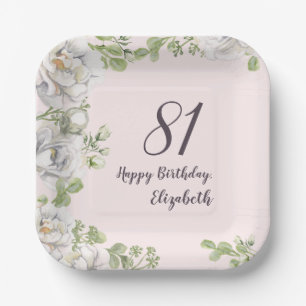 81. Geburtstag Teller Blush Pink Floral Pfingstros