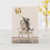 81. Geburtstagsballons und Tabby Cat Karte (Gelbe Blume)