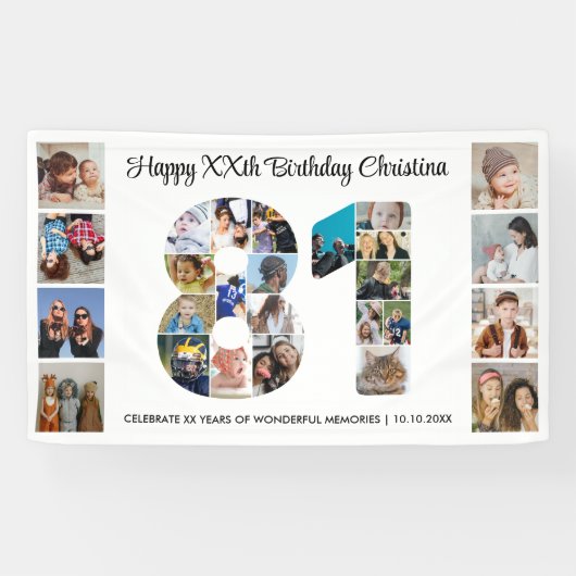 81. Geburtstagsfeier Nummer 81 Fotocollage Banner (Horizontal)