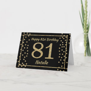 81. Geburtstagskarte Black and Gold Glitzer Confet Karte